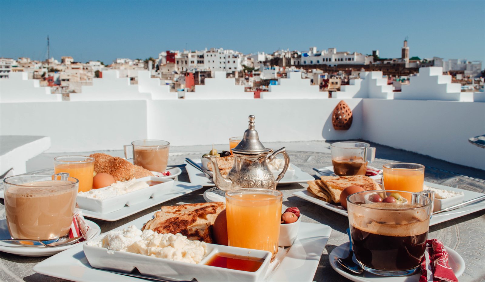 Breakfast on a Tangier rooftop terrace