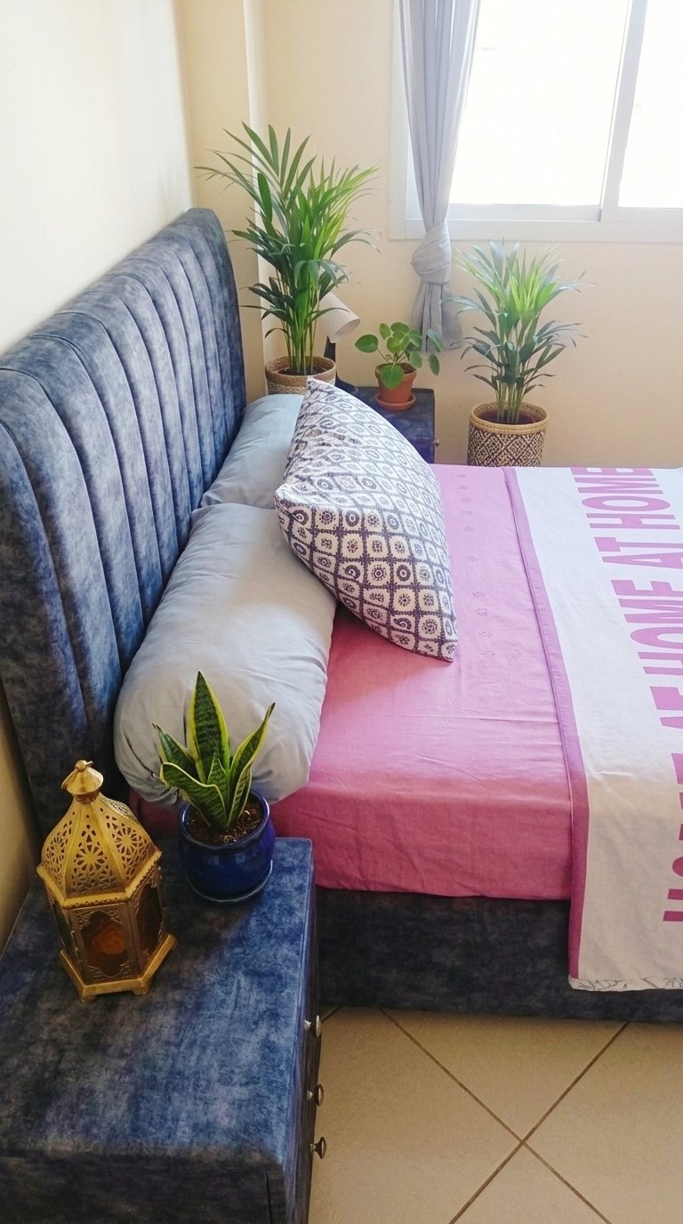 Bedroom detail from the HiTanger minimalist apartment.